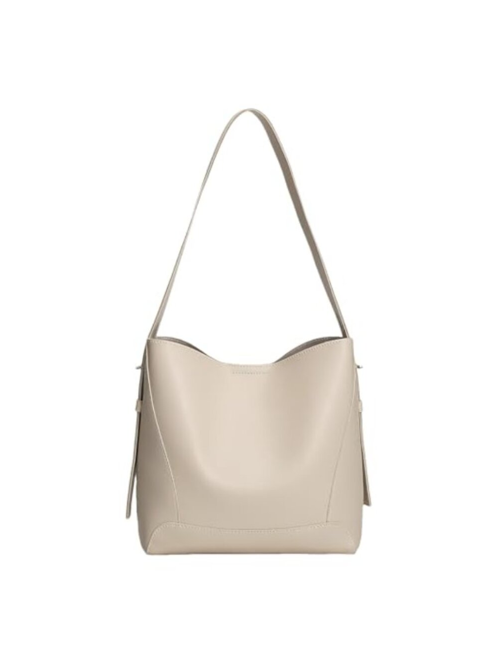 Vegan Leather Bucket Shoulder Bag with Adjustable Strap